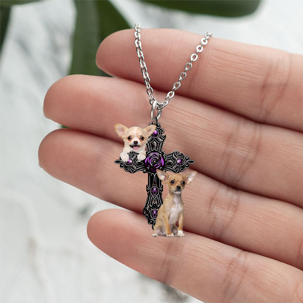 Chihuahua 2 Pray For God Stainless Steel Necklace