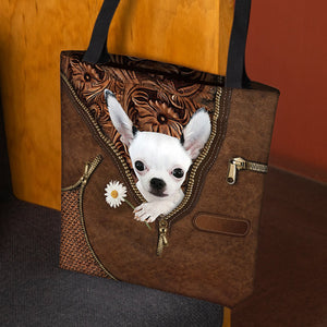 Chihuahua1 Holding Daisy Tote Bag