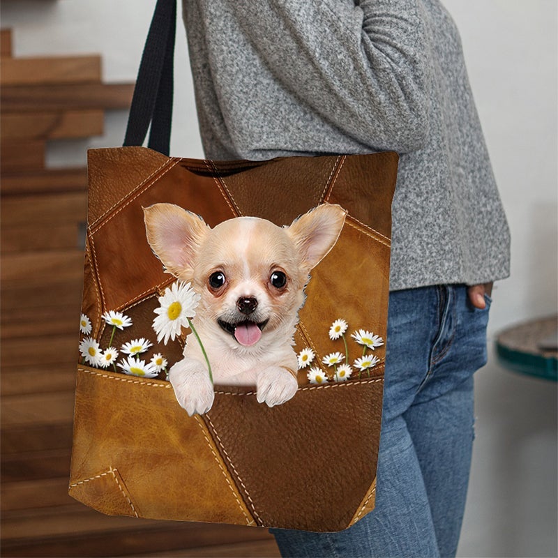 Chihuahua1 Holding Daisy  All Over Printed Tote Bag