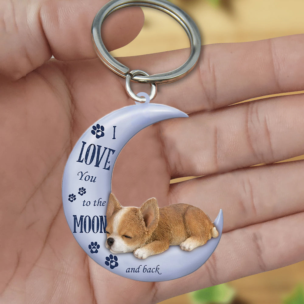 Chihuahua I Love You To The Moon And Back Flat Acrylic Keychain