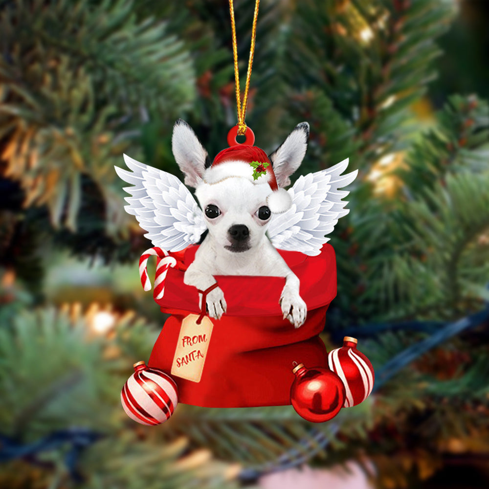 Chihuahua 2 Angel Gift From Santa Christmas Ornament