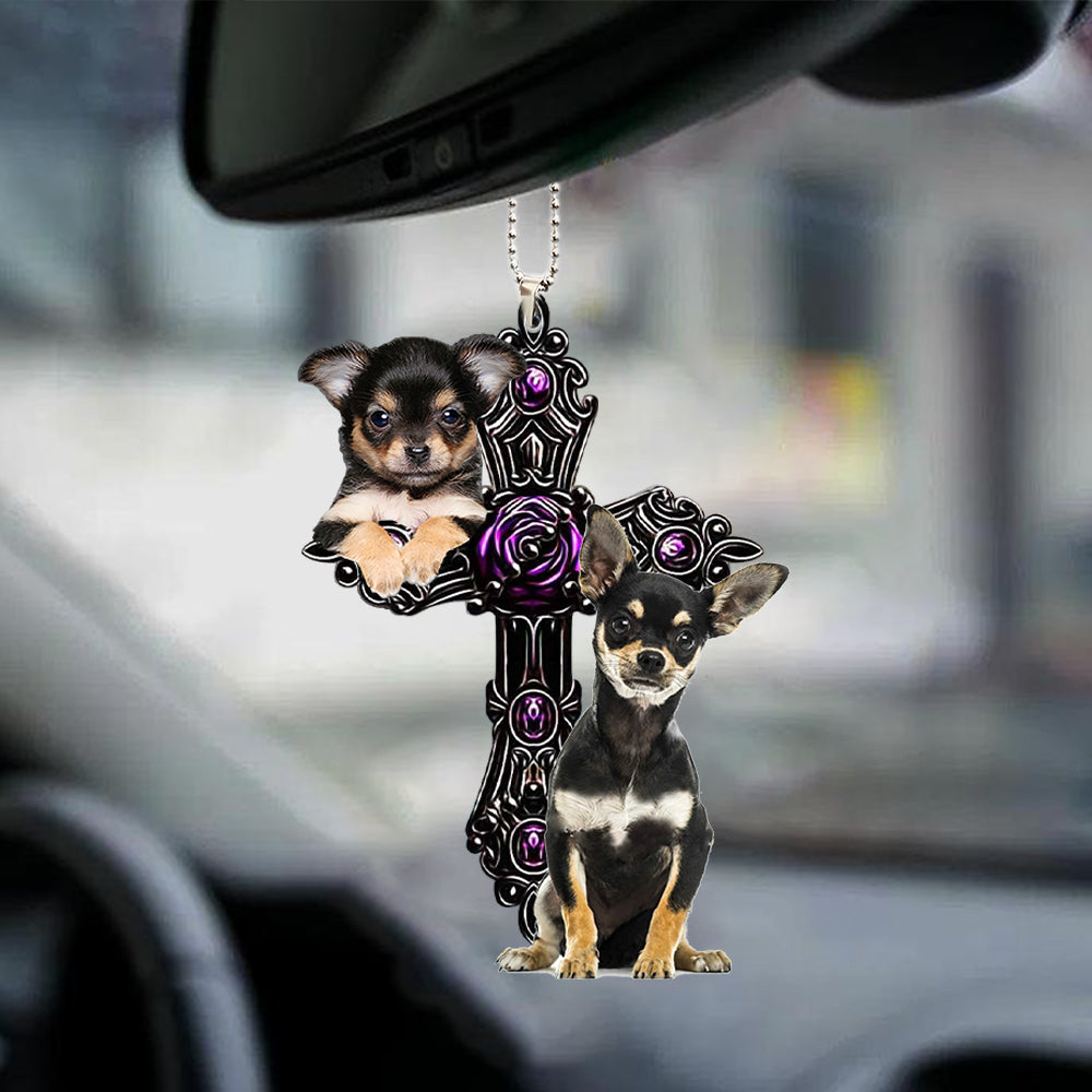Chihuahua 3 Pray For God Car Hanging Ornament