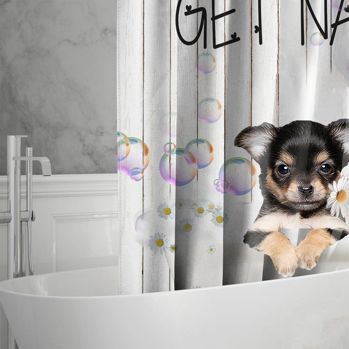 Chihuahua 3Get Naked Daisy Shower Curtain