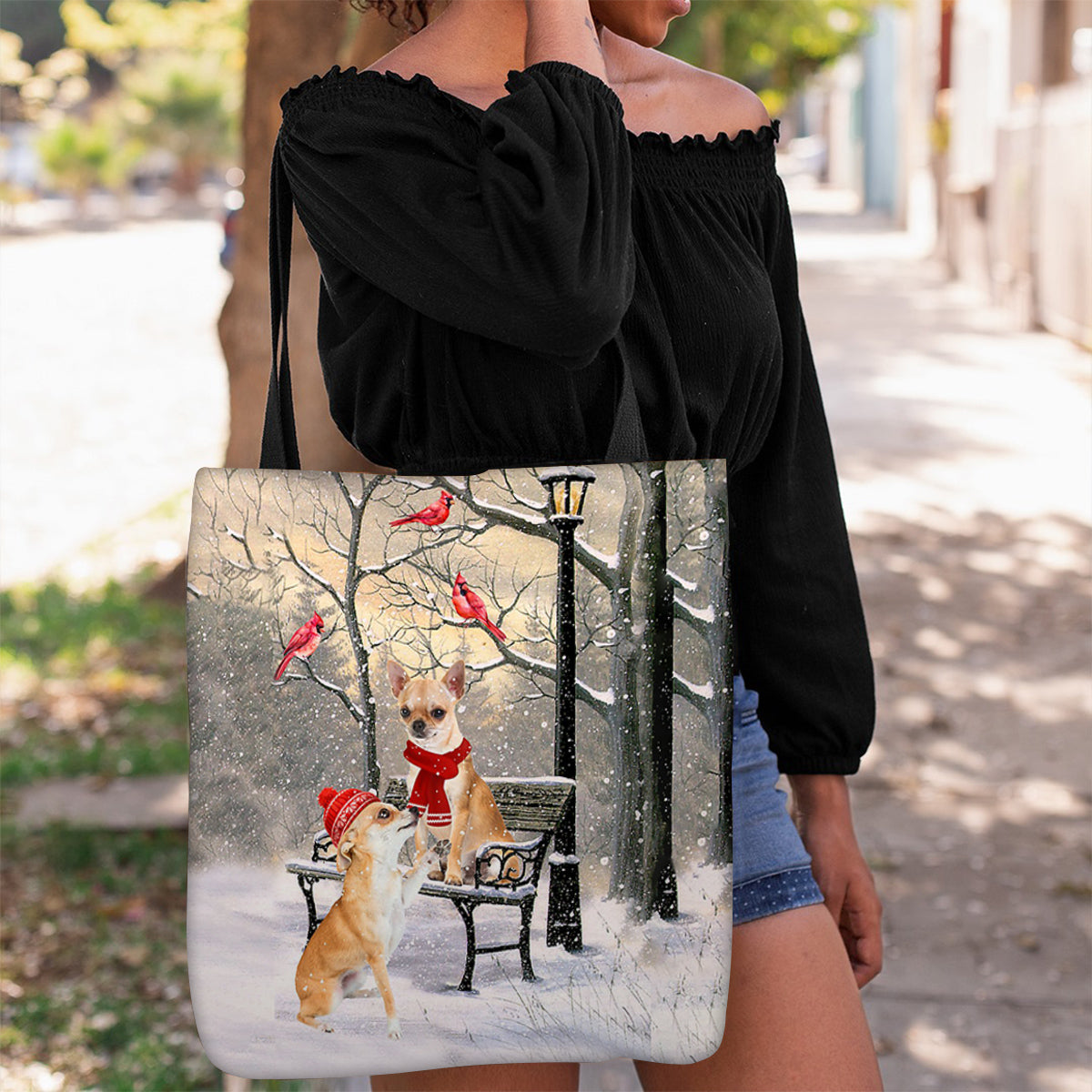 Chihuahua Hello Christmas/Winter/New Year Tote Bag