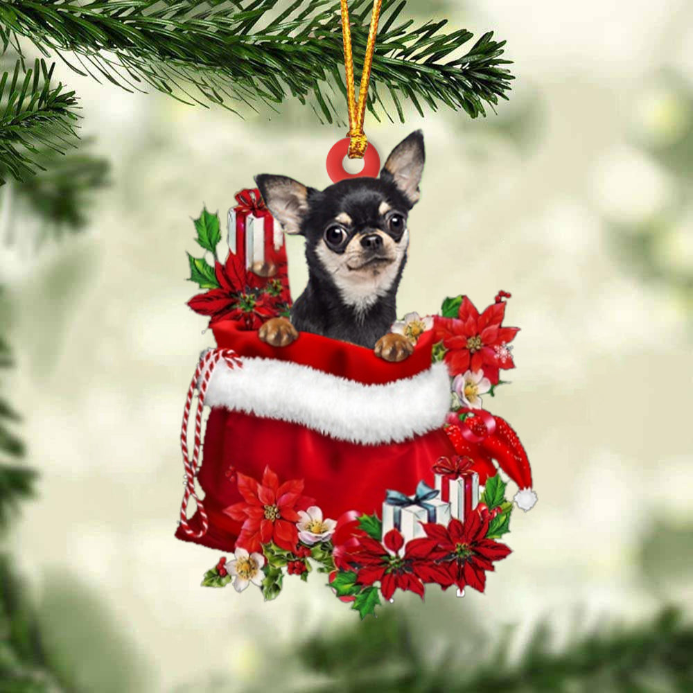 Chihuahua 3 In Gift Bag Christmas Ornament