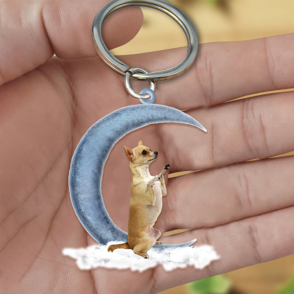 Chihuahua On The Moon Flat Acrylic Keychain