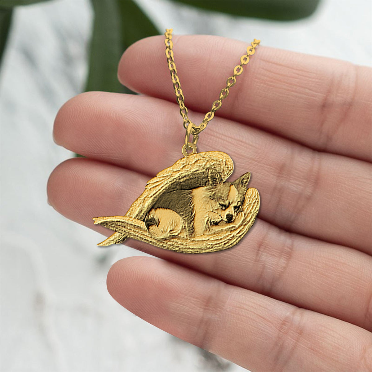 Chihuahua 03 Sleeping Angel Necklace