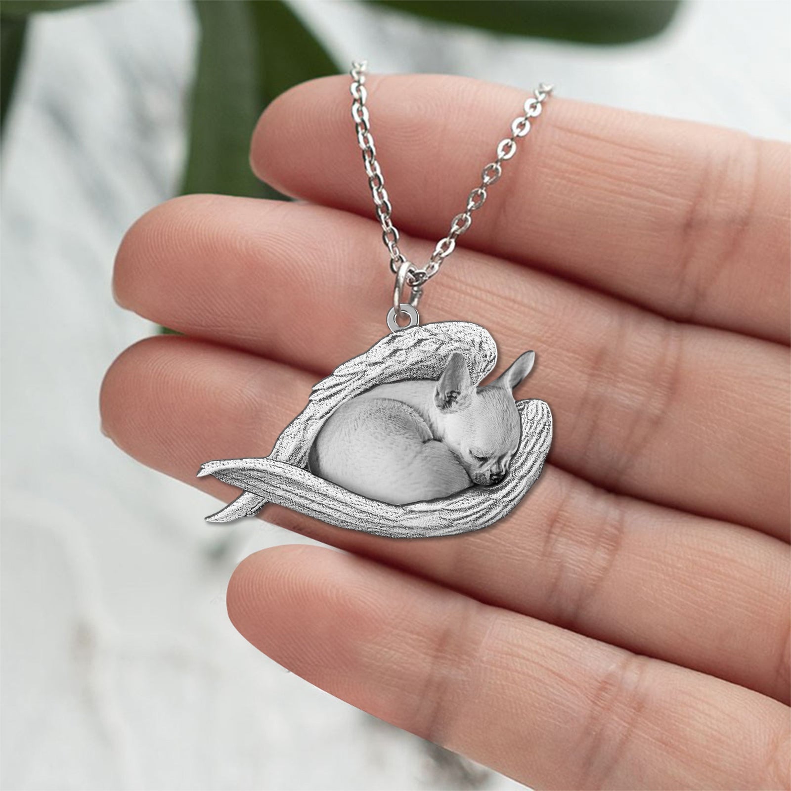 Chihuahua03 Sleeping Angel Necklace