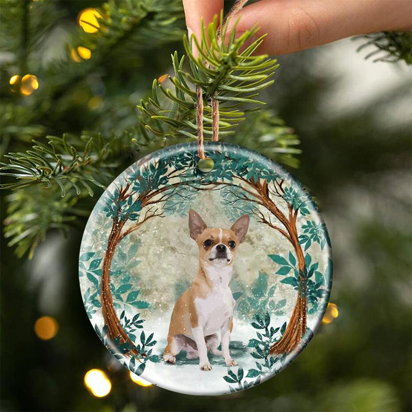 Chihuahua Among Forest Porcelain/Ceramic Ornament