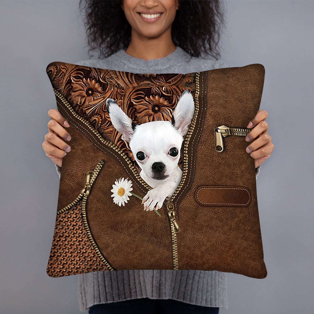 Chihuahua 3 Holding Daisy Pillow Case