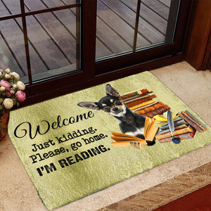 Chihuahua02 Doormat-Welcome.Just kidding. Please, go home. I'm Reading.