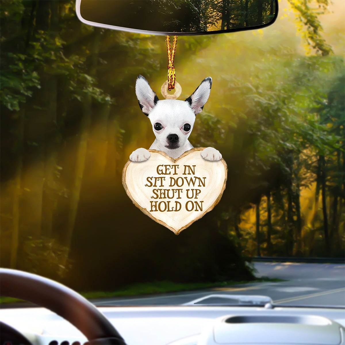 Chihuahua Heart Shape Get In Car Hanging Ornament
