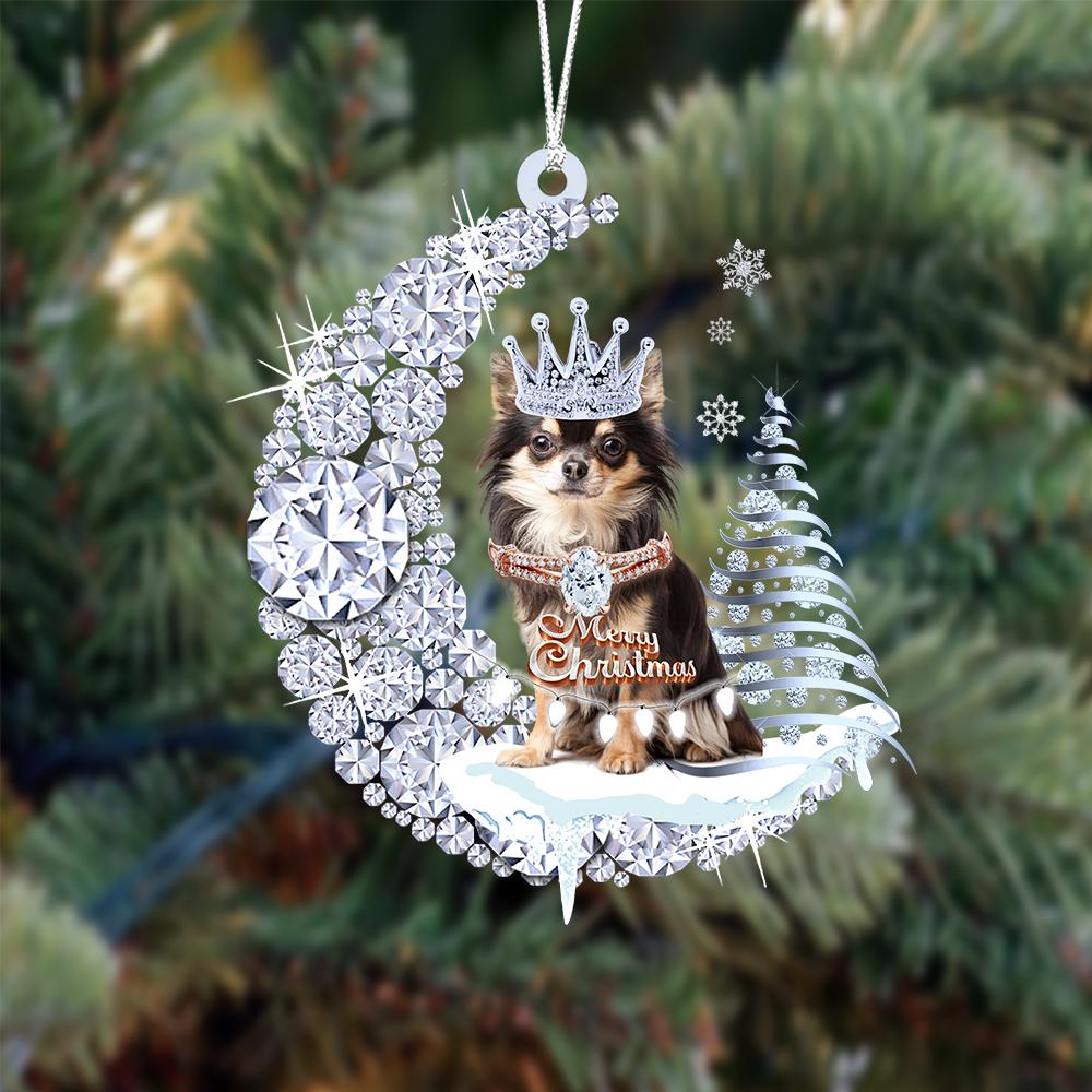 Chihuahua Diamond Moon Merry Christmas Ornament