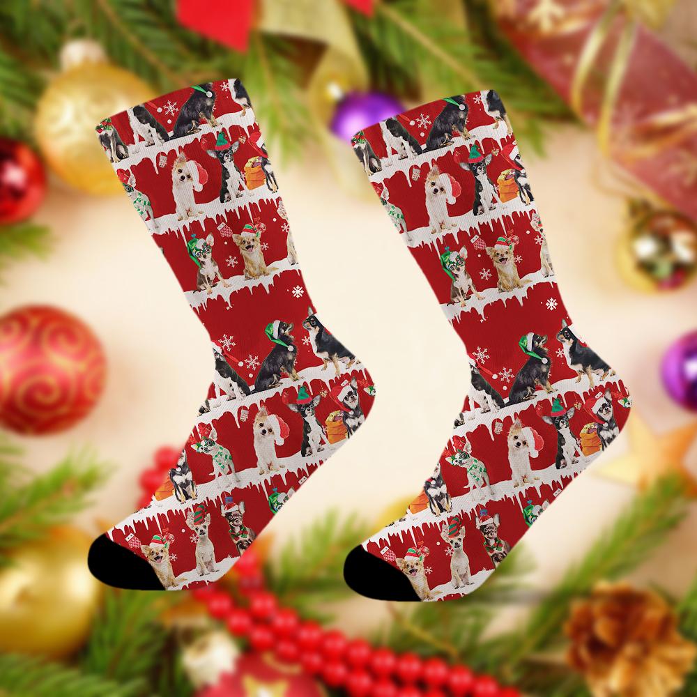 Chihuahua Merry Christmas Socks