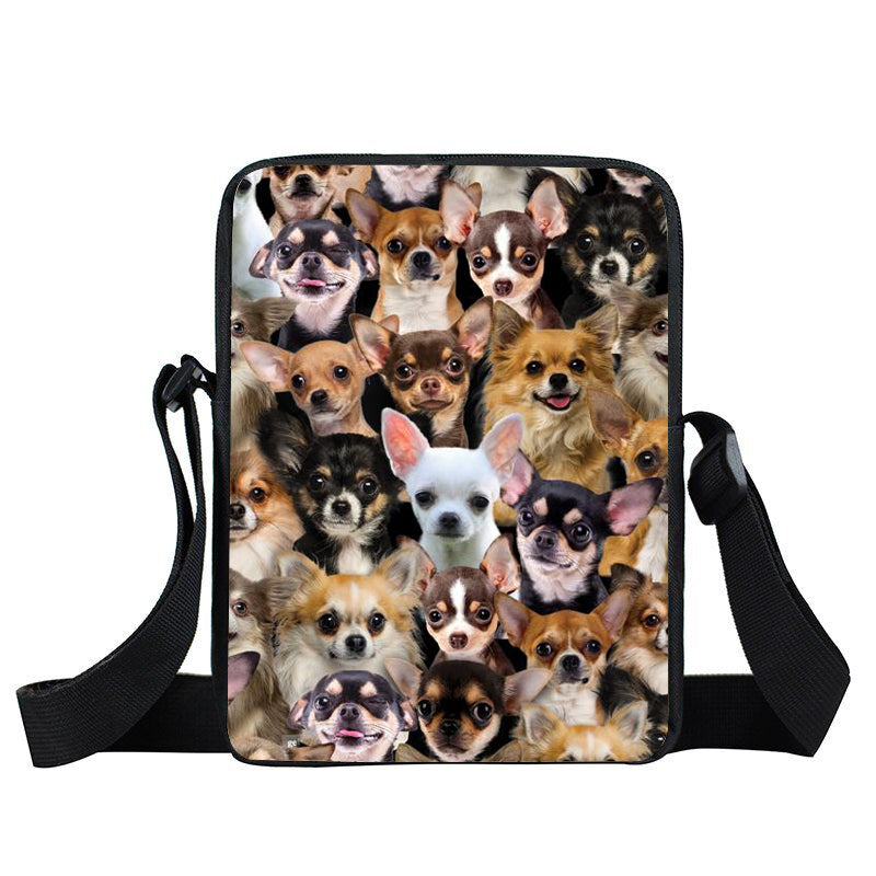 A Bunch Of Chihuahuas Oxford Cloth Zipped Messenger Bag