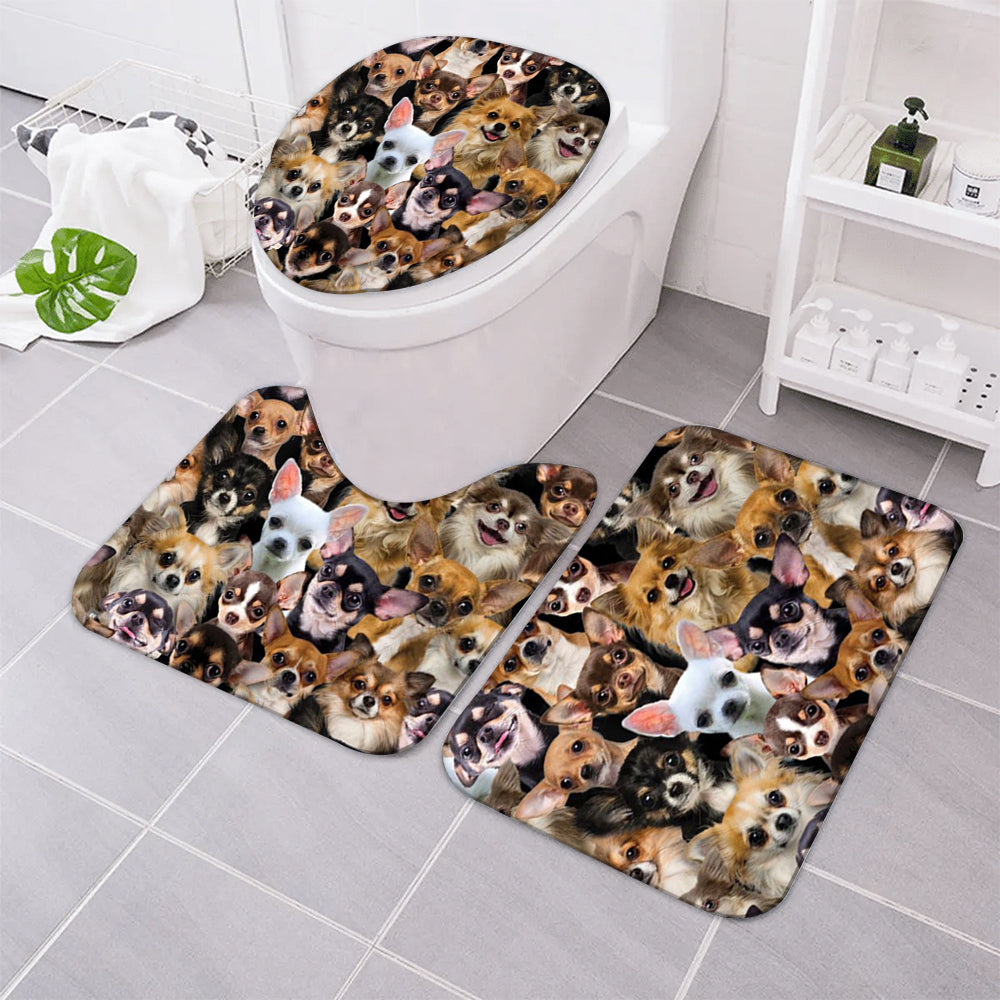 A Bunch Of Chihuahuas Bathroom Mat Set