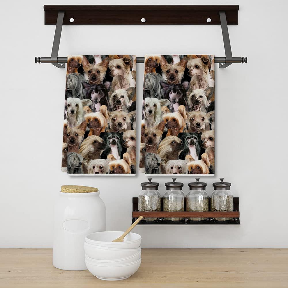 A Bunch Of Chinese Cresteds Kitchen Towel