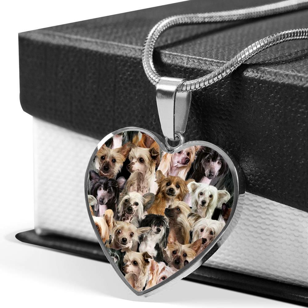 A Bunch Of Chinese Cresteds Heart Necklace