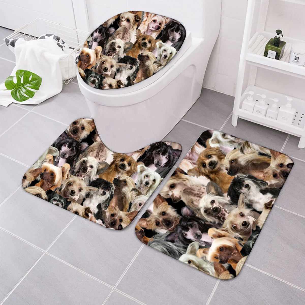 A Bunch Of Chinese Cresteds Bathroom Mat Set