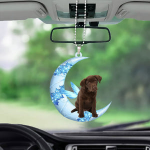 Chocolate Labrador Angel From The Moon Car Hanging Ornament