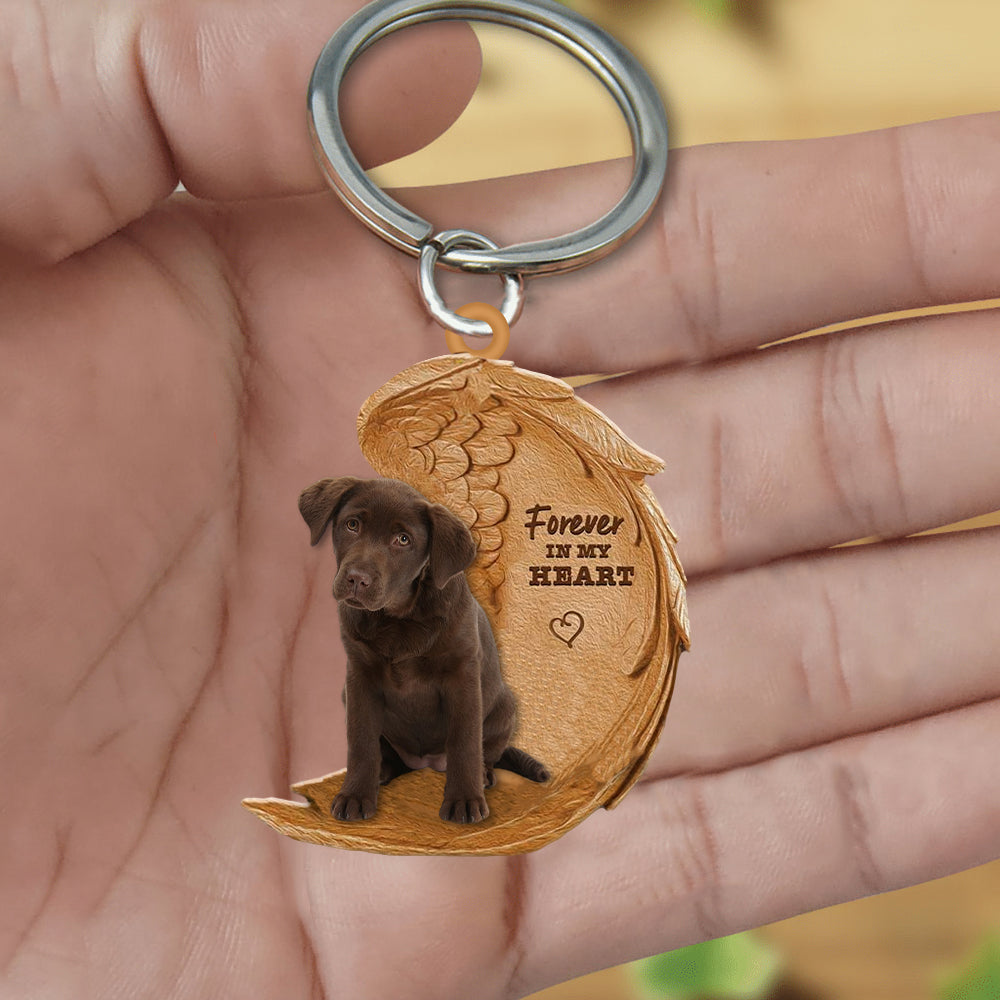 Chocolate Labrador Forever In My Heart Flat Acrylic Keychain