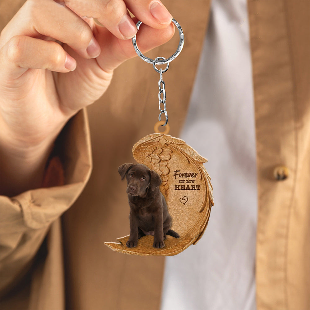 Chocolate Labrador Forever In My Heart Flat Acrylic Keychain