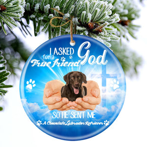 God Send Me A/An Chocolate Labrador Retriever Porcelain/Ceramic Ornament
