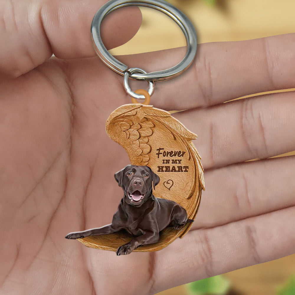 Chocolate Labrador retriever Forever In My Heart Flat Acrylic Keychain