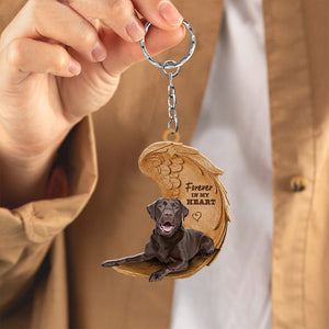 Chocolate Labrador retriever Forever In My Heart Flat Acrylic Keychain