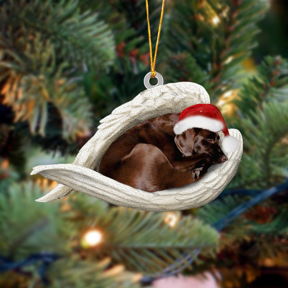 Chocolate labrador Sleeping Angel Christmas Ornament