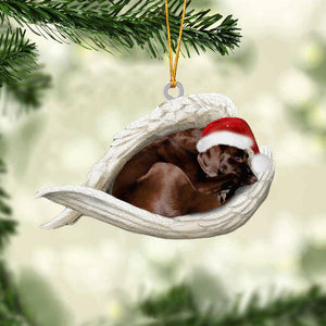 Chocolate labrador Sleeping Angel Christmas Ornament
