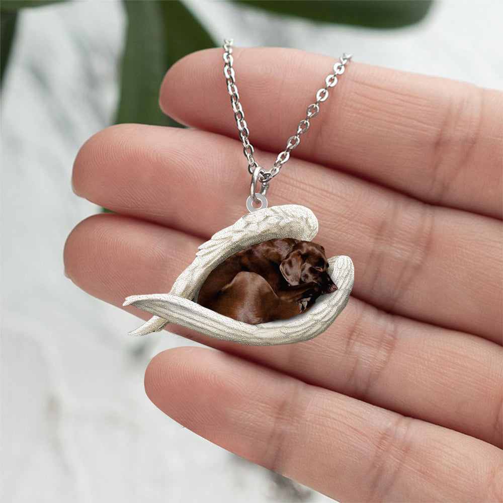 Chocolate labrador Sleeping Angel Stainless Steel Necklace