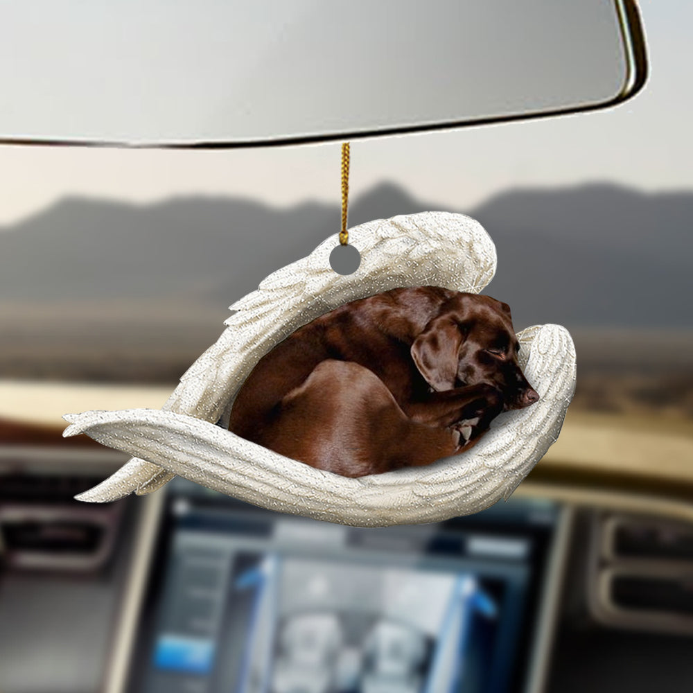 Chocolate labrador Sleeping Angel Ornament Sleeping Angel Car Hanging Ornament