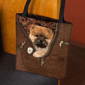 Chow Chow Holding Daisy Tote Bag