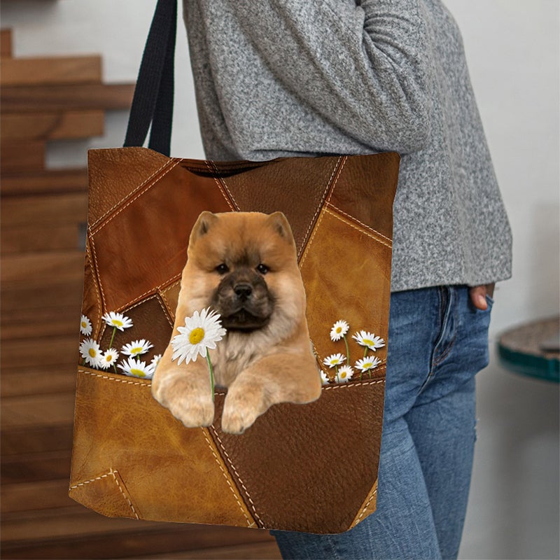 Chow Chow Holding Daisy All Over Printed Tote Bag