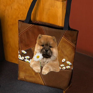 Chow Chow Holding Daisy All Over Printed Tote Bag
