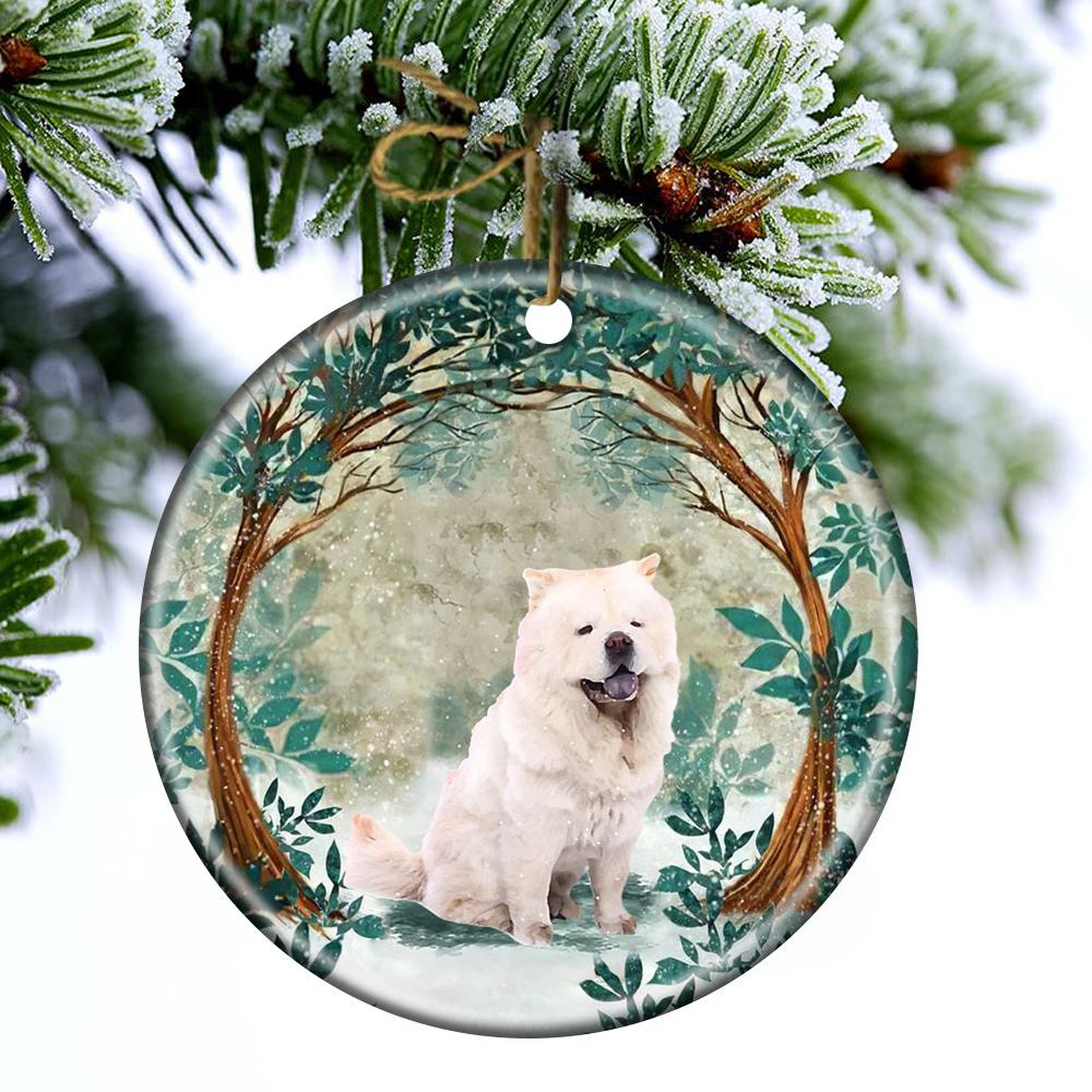 Chow Chow Among Forest Porcelain/Ceramic Ornament