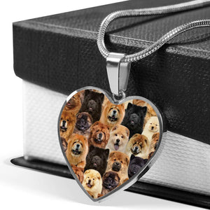 A Bunch Of Chow Chows Heart Necklace