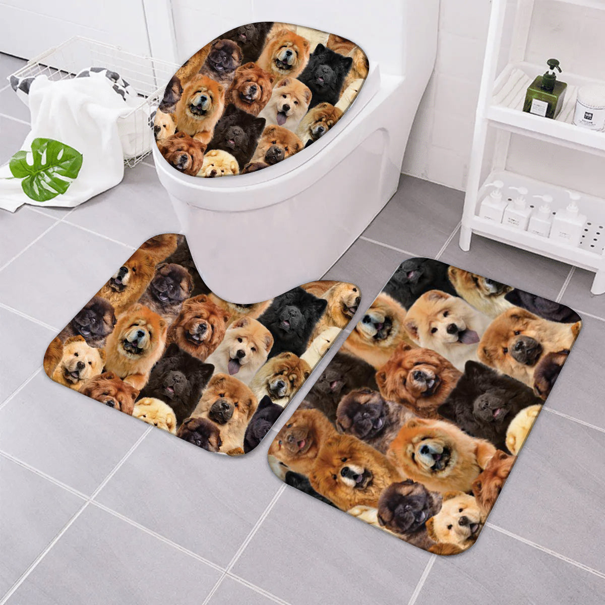 A Bunch Of Chow Chows Bathroom Mat Set