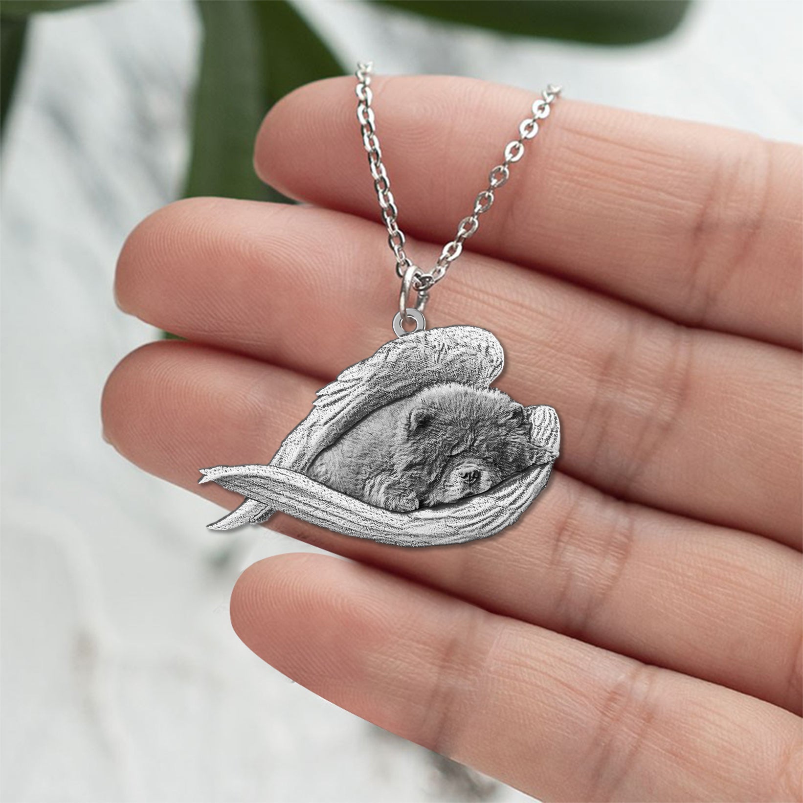 Chow chow Sleeping Angel Necklace