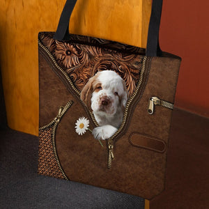 Clumber Spaniel Holding Daisy Tote Bag