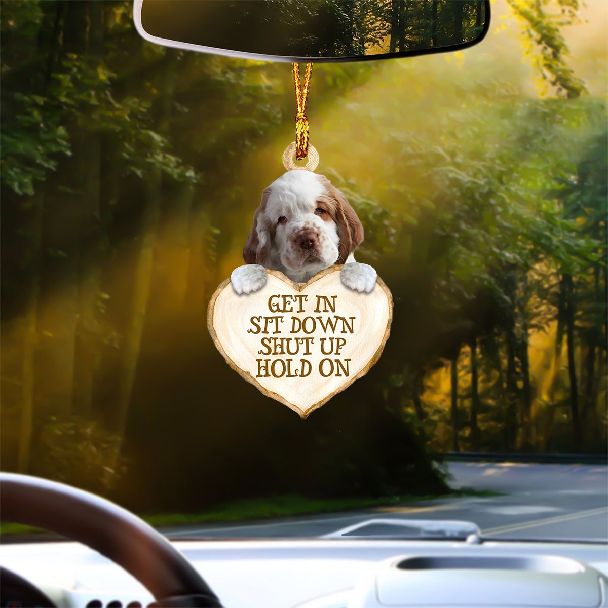 Clumber Spaniel Heart Shape Get In Car Hanging Ornament