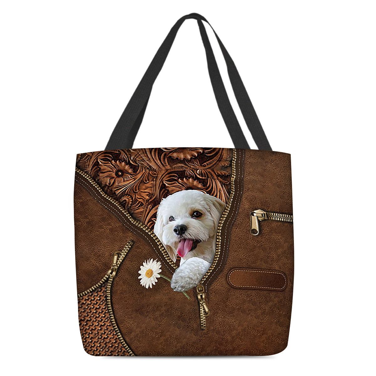 Cockapoo Holding Daisy Tote Bag