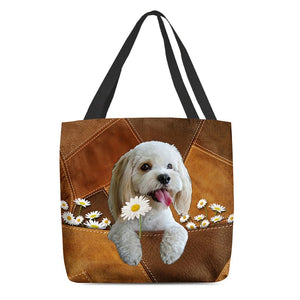 Cockapoo Holding Daisy All Over Printed Tote Bag