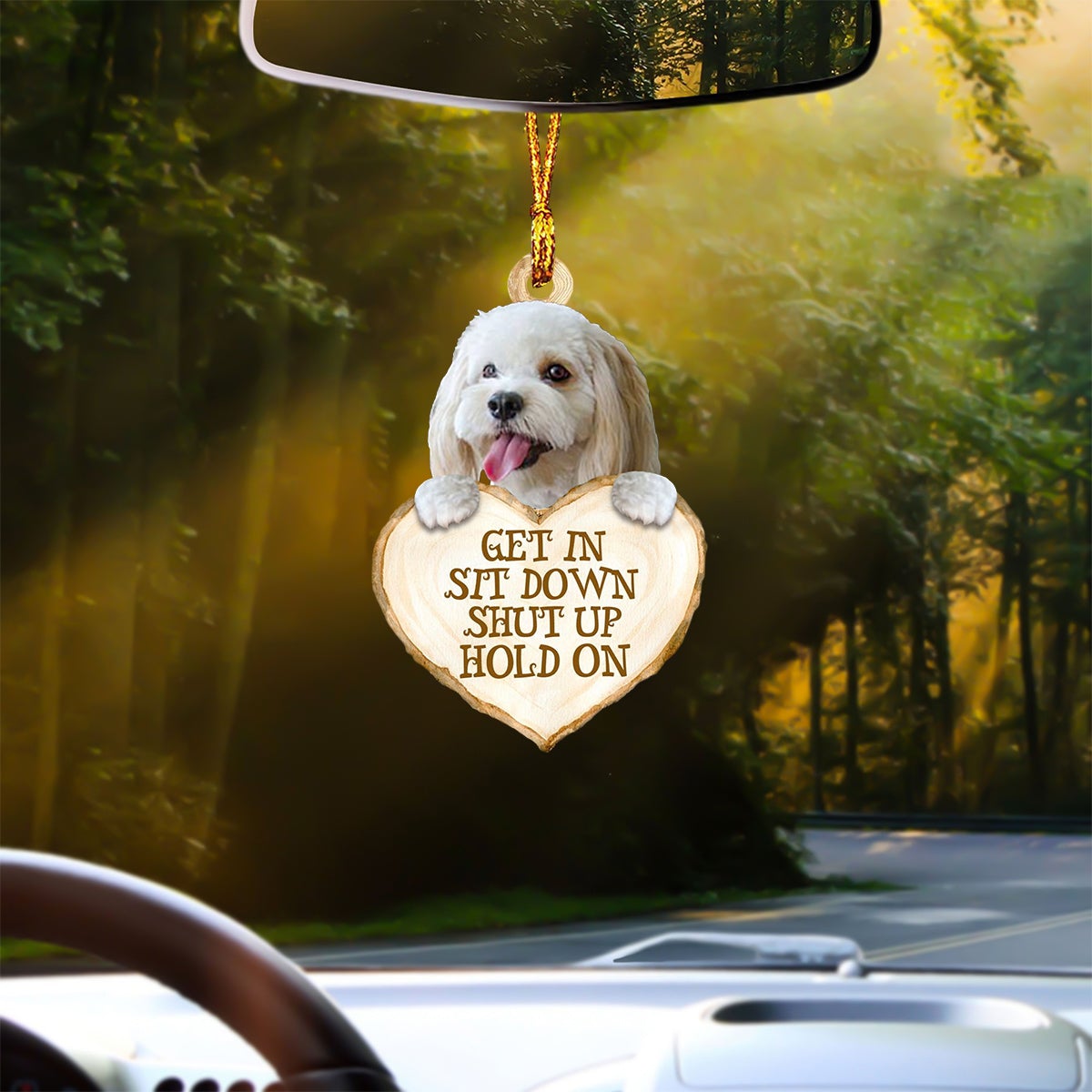 Cockapoo Heart Shape Get In Car Hanging Ornament