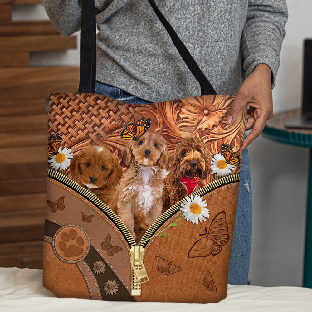Cockapoo Daisy Flower And Butterfly Tote Bag