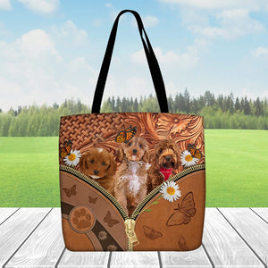 Cockapoo Daisy Flower And Butterfly Tote Bag