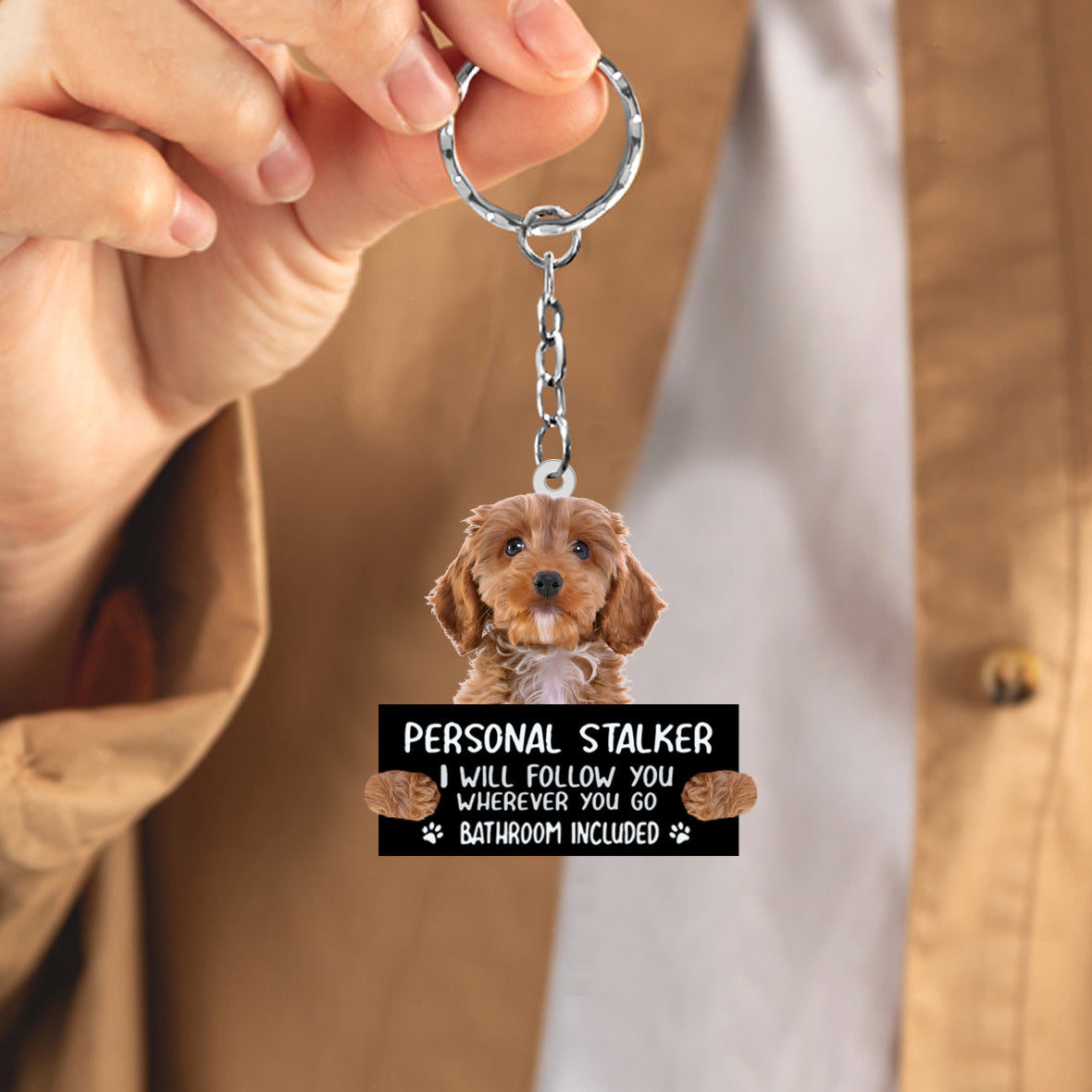 Cockapoo2 Personal Stalker Acrylic Keychain