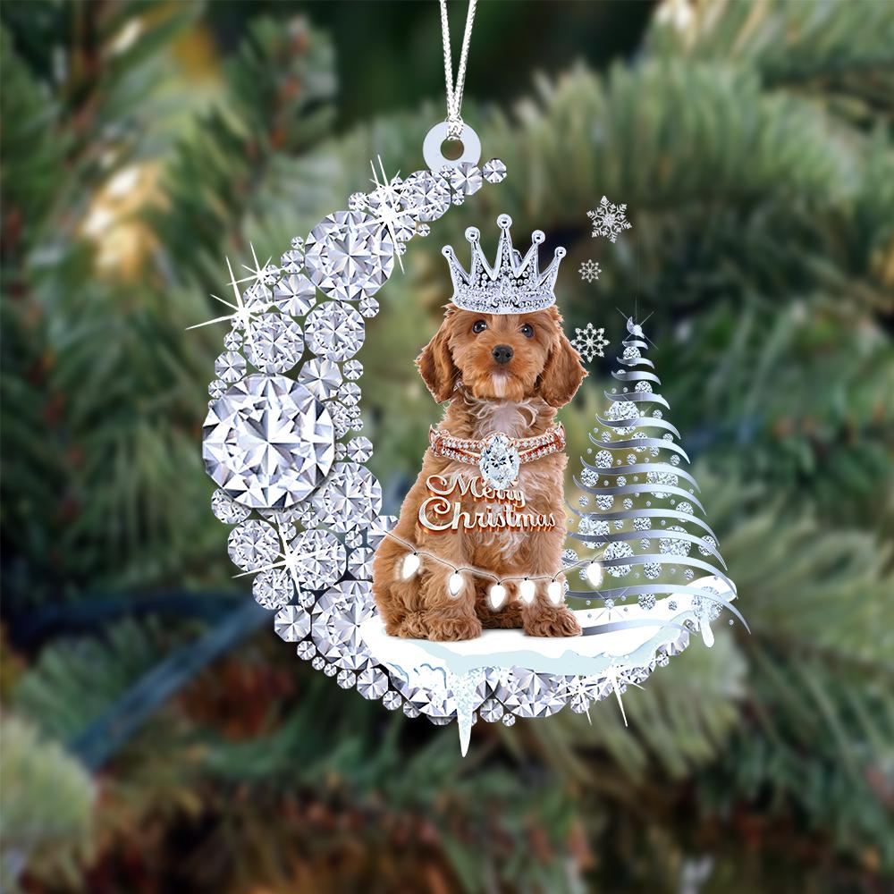Cockapoo 02 Diamond Moon Merry Christmas Ornament