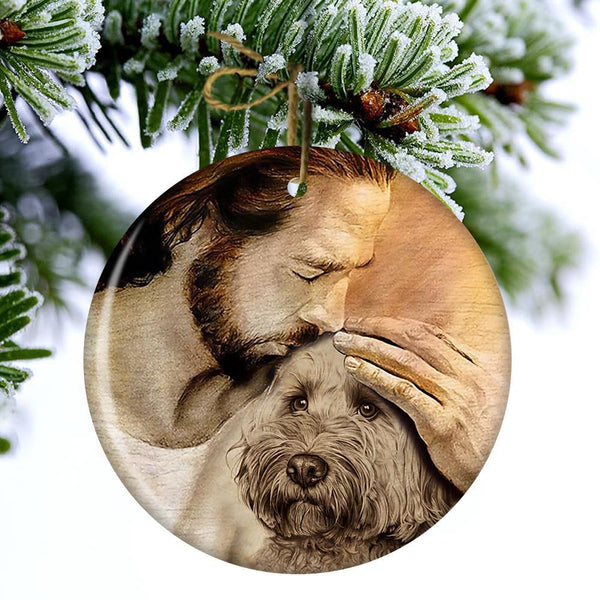 Ceramic Cockapoo Cockapoo With Jesus Porcelain/Ceramic Ornament - OKBANDS